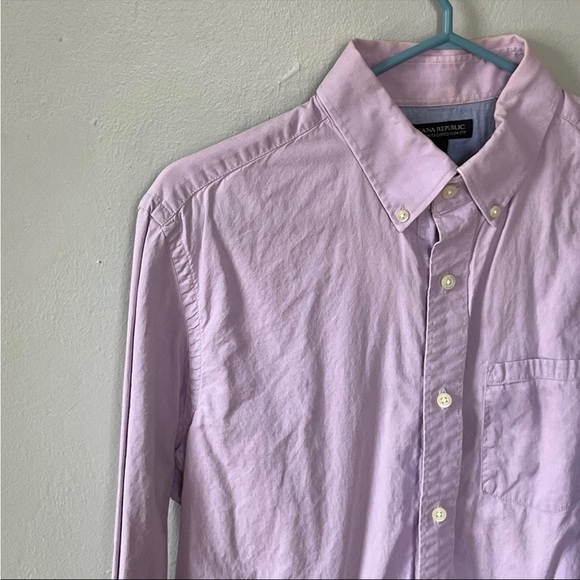 Banana Republic Slim Fit Button Down Plaid Shirt. Purple. Set of 2. Medium - Picture 3 of 3